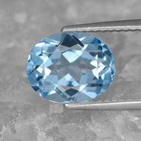 Topacio azul natural de 3,32 ct, corte óvalo, VVS-VS