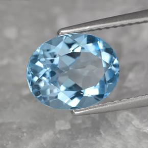 Topacio azul natural de 3,32 ct, corte óvalo, VVS-VS
