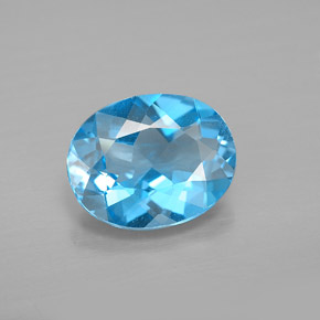 Topacio azul natural de 2,56 ct, corte óvalo, VVS-VS