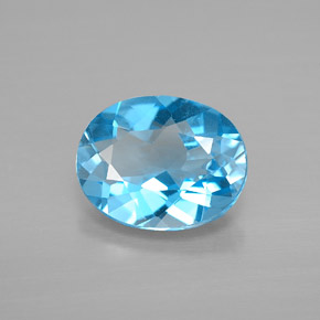 Topacio azul natural de 2,56 ct, corte óvalo, VVS-VS