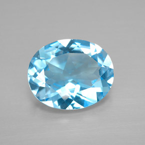 Topacio azul natural de 3,36 ct, corte óvalo, VVS-VS
