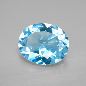Topacio azul natural de 3,36 ct, corte óvalo, VVS-VS