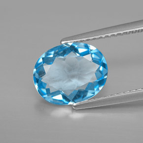 Topacio azul natural de 2,87 ct, corte óvalo, VVS-VS