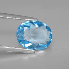 Topacio azul natural de 2,87 ct, corte óvalo, VVS-VS