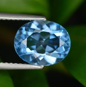 Topacio azul natural de 3,07 ct, corte óvalo, VVS-VS