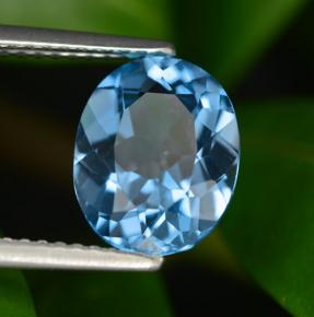 Topacio azul natural de 3,07 ct, corte óvalo, VVS-VS