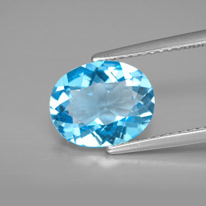 Topacio azul natural de 2,73 ct, corte óvalo, VVS-VS
