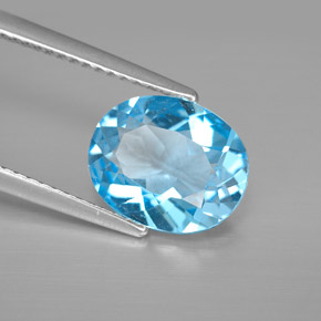 Topacio azul natural de 2,73 ct, corte óvalo, VVS-VS