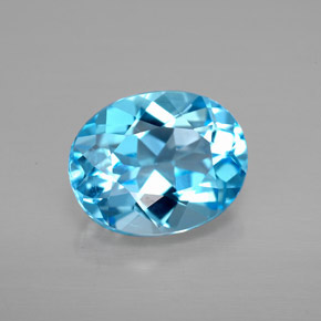 Topacio azul natural de 3,50 ct, corte óvalo, VVS-VS