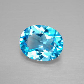 Topacio azul natural de 3,09 ct, corte óvalo, VVS-VS