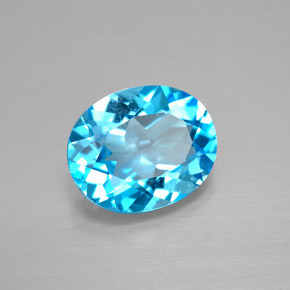 Topacio azul natural de 3,09 ct, corte óvalo, VVS-VS