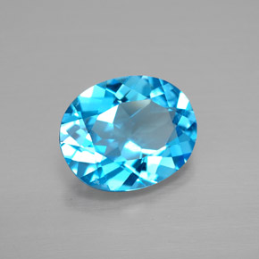 Topacio azul natural de 2,84 ct, corte óvalo, VVS-VS