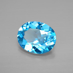 Topacio azul natural de 2,84 ct, corte óvalo, VVS-VS