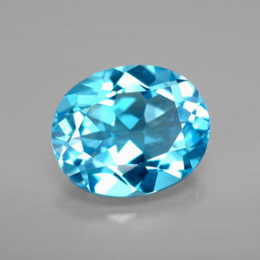 Topacio azul natural de 4,17 ct, corte óvalo, VVS-VS