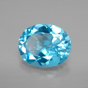 Topacio azul natural de 4,17 ct, corte óvalo, VVS-VS