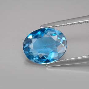 Topacio azul natural de 2,41 ct, corte óvalo, VVS