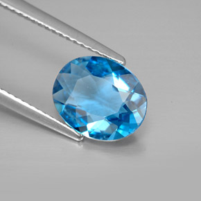 Topacio azul natural de 2,41 ct, corte óvalo, VVS