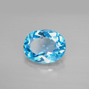 Topacio azul natural de 3,01 ct, corte óvalo, VVS