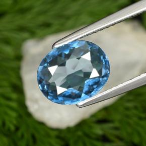 Topacio azul natural de 2,09 ct, corte óvalo, VVS