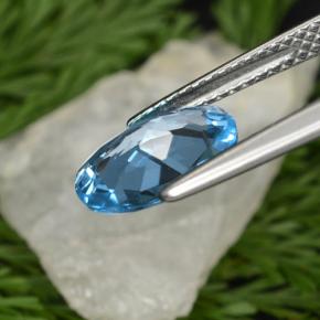 Topacio azul natural de 2,09 ct, corte óvalo, VVS