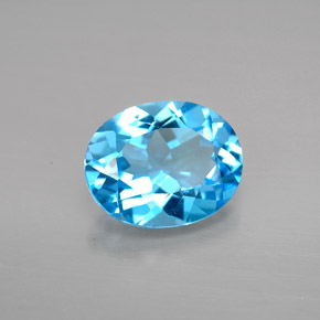 Topacio azul natural de 2,91 ct, corte óvalo, VVS