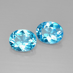 Gemas de topacio azul natural de  ct, corte óvalo, VVS-VS
