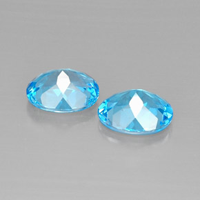 Gemas de topacio azul natural de  ct, corte óvalo, VVS-VS