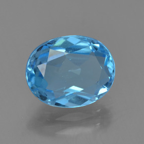 Topacio azul natural de 2,26 ct, corte óvalo, VS