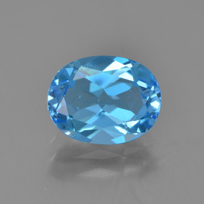 Topacio azul natural de 2,31 ct, corte óvalo, VS