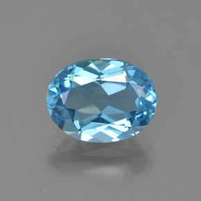 Topacio azul natural de 1,99 ct, corte óvalo, VVS