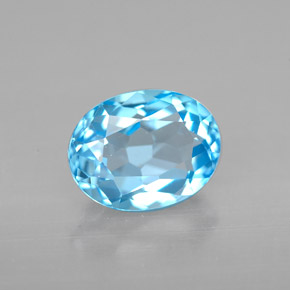 Topacio azul natural de 2,50 ct, corte óvalo, VVS