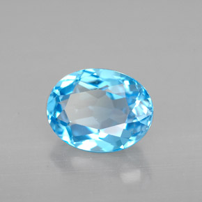 Topacio azul natural de 2,50 ct, corte óvalo, VVS