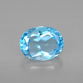 Topacio azul suizo natural de 2,46 ct, corte óvalo, VVS