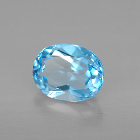Topacio azul suizo natural de 2,46 ct, corte óvalo, VVS