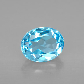 Topacio azul natural de 2,51 ct, corte óvalo, VVS