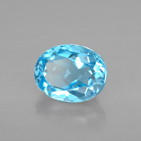 Topacio azul natural de 2,51 ct, corte óvalo, VVS