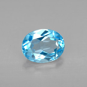 Topacio azul natural de 2,22 ct, corte óvalo, VVS