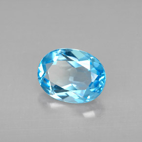 Topacio azul natural de 2,22 ct, corte óvalo, VVS
