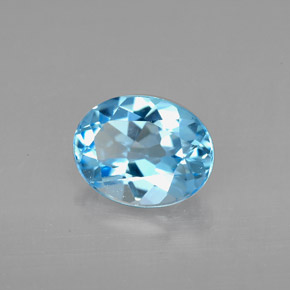 Topacio azul natural de 2,17 ct, corte óvalo, VVS