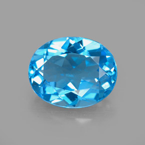 Topacio azul natural de 3,14 ct, corte óvalo, VS