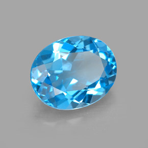 Topacio azul natural de 3,14 ct, corte óvalo, VS