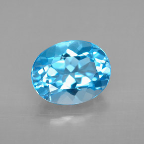 Topacio azul natural de 3,27 ct, corte óvalo, VVS-VS