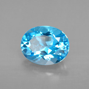Topacio azul natural de 3,27 ct, corte óvalo, VVS-VS