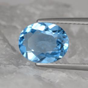 Topacio azul natural de 2,89 ct, corte óvalo, VVS
