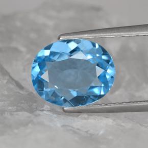 Topacio azul natural de 2,89 ct, corte óvalo, VVS