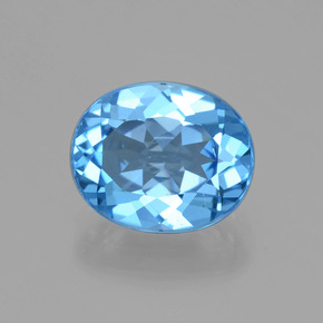 Topacio azul natural de 2,98 ct, corte óvalo, VVS