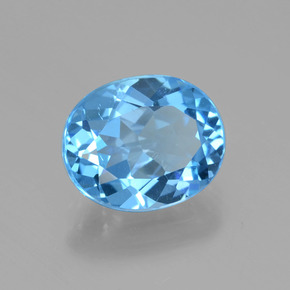 Topacio azul natural de 2,98 ct, corte óvalo, VVS