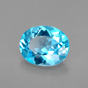 Topacio azul natural de 3,08 ct, corte óvalo, VVS