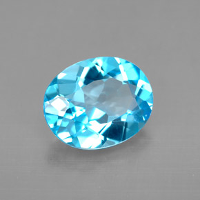 Topacio azul natural de 3,08 ct, corte óvalo, VVS