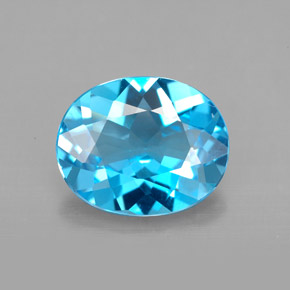 Topacio azul natural de 3,38 ct, corte óvalo, VVS